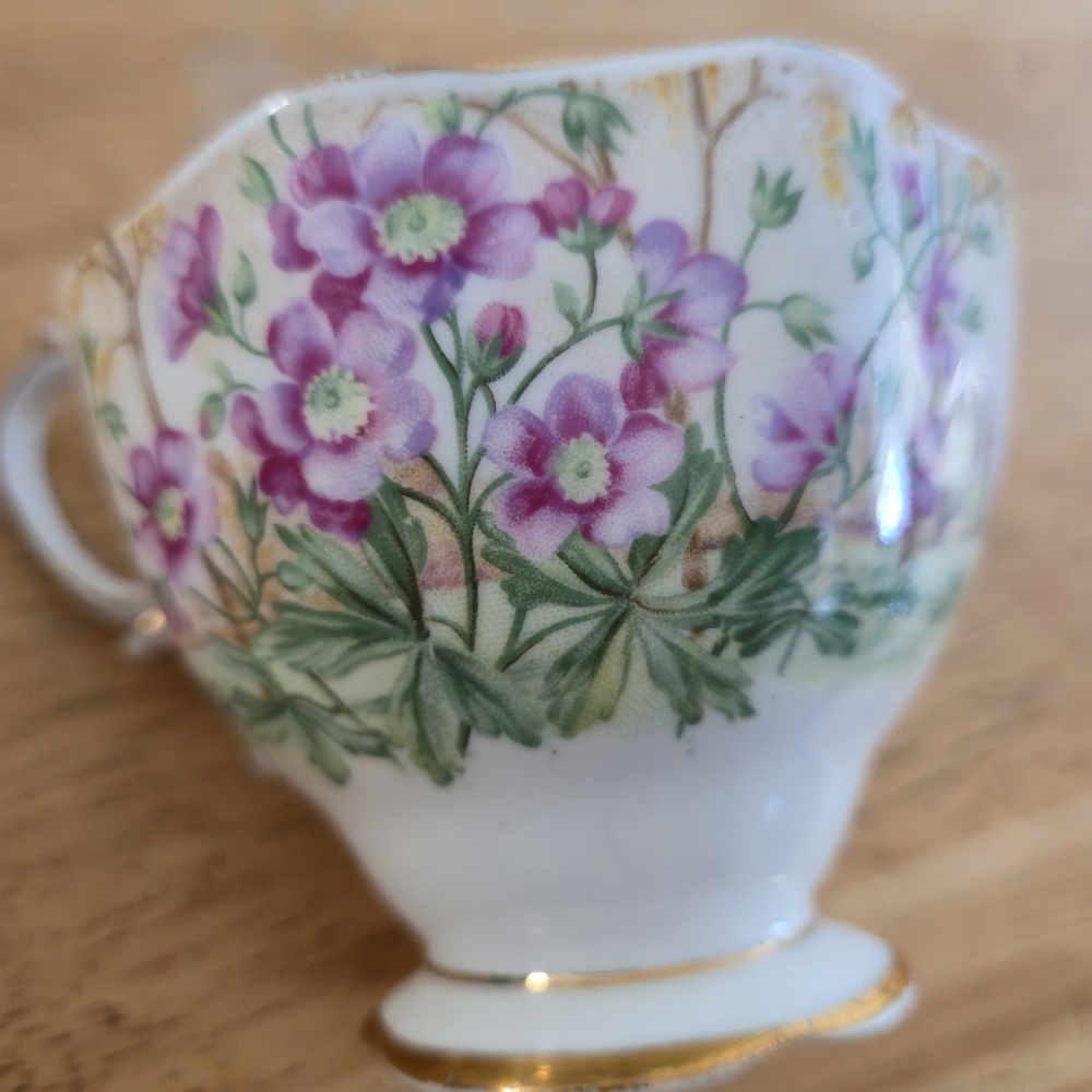 Royal Albert Wild Geranium Vintage Bone China Teacup Saucer Set Floral Gold Trim - Picture 5 of 8